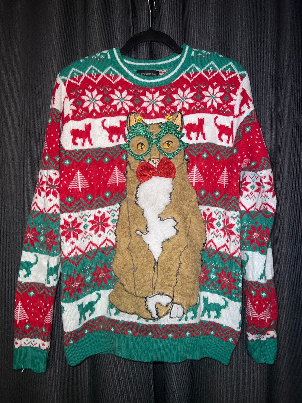 Ugly Christmas Sweater Xmas Size Medium Cat